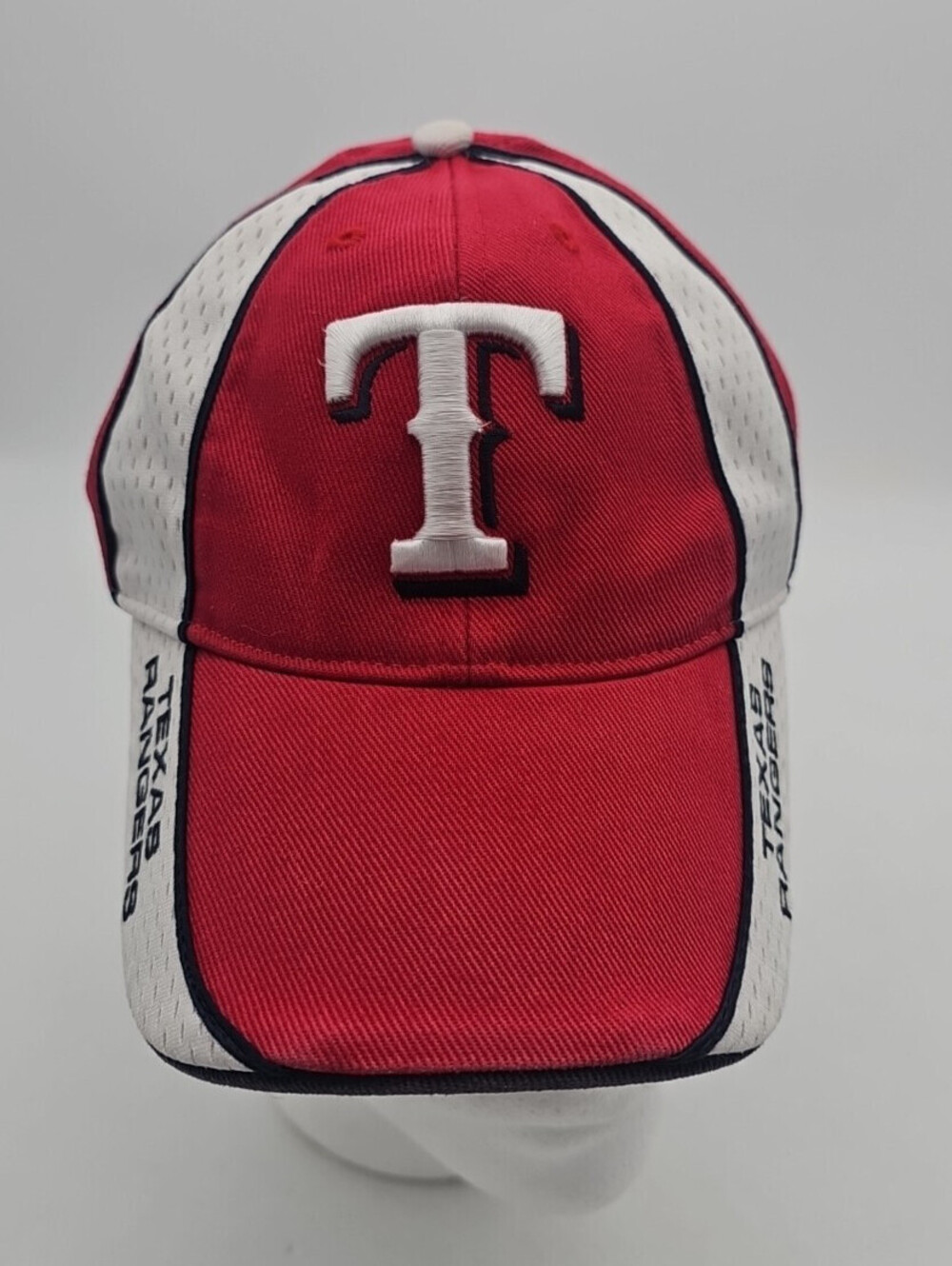 Texas Rangers Ball Cap Adult Red/White/ Adjustable Hat Gently Used Cleaned Nice